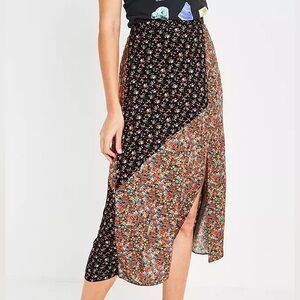 Urban Outfitters Patchwork Floral Midi Skirt